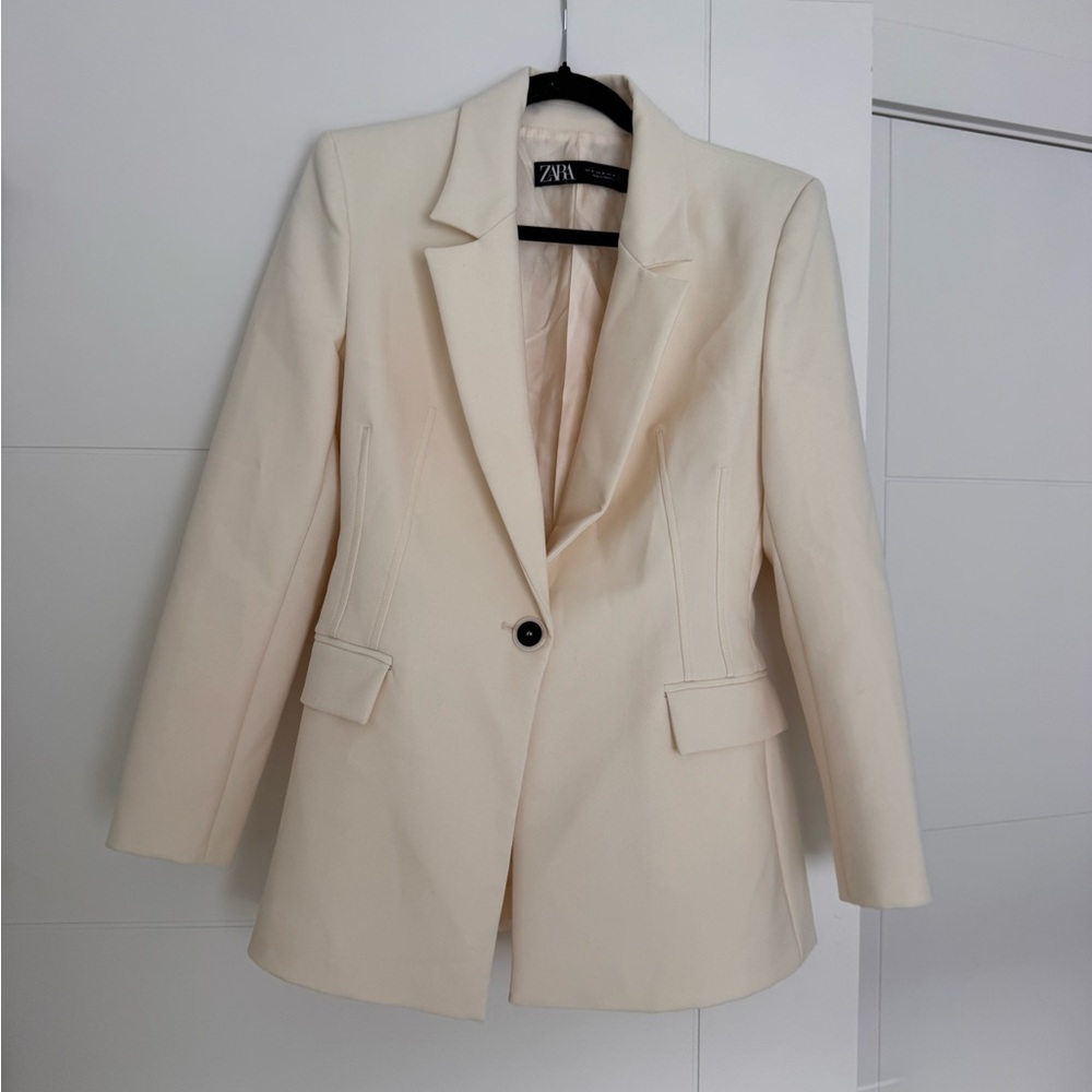 Zara Ivory Single-Button Tailored Blazer